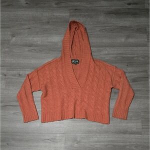 Vintage American Eagle‎ Small Chunky Cable Knit Coral Cropped Sweater Hoodie